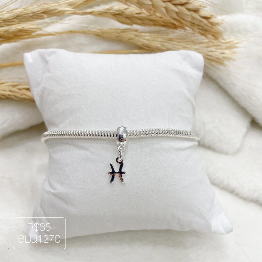 Berloque Signo Peixes Liso Prateado